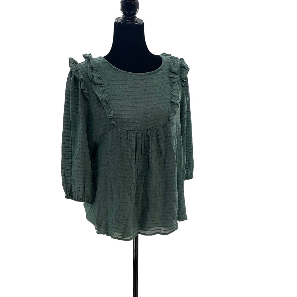 Ember Ruffle Blouse Green Large